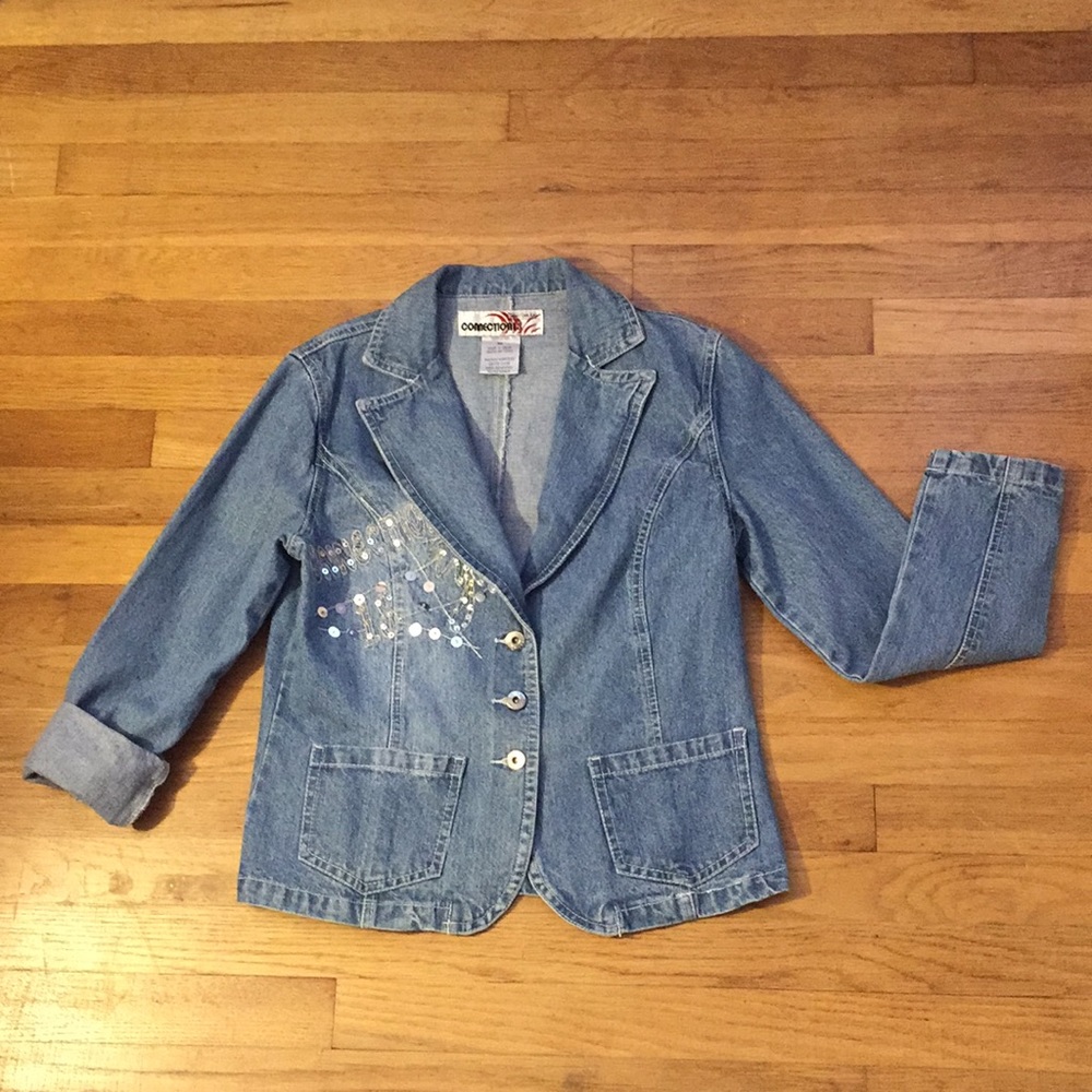 Connection 18 Blue Denim Jacket - Sparkles Accent - Medium